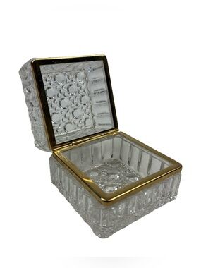 Dazzling Baccarat Style Vintage French Crystal Square Jewelry Box